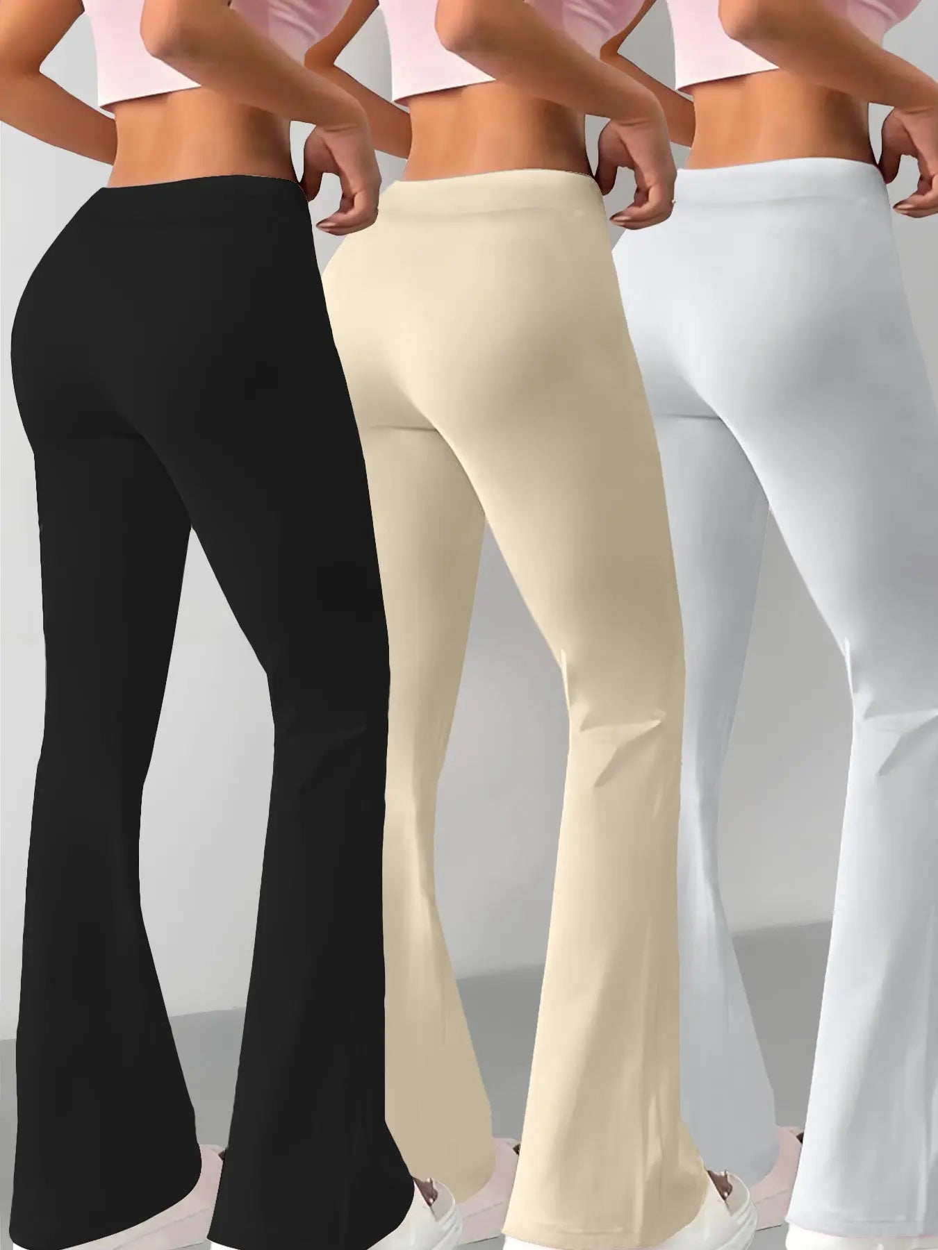 European and American Women's Straight-Leg Flare Pants Classic Personality English Text Print Long Pants 3pcs Set NNOS