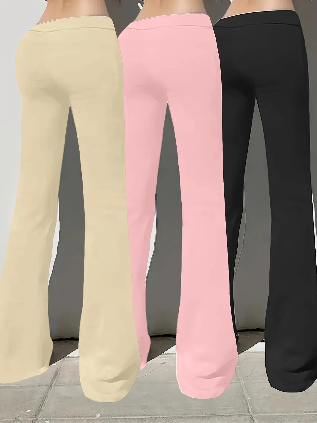 European and American Women's Straight-Leg Flare Pants Classic Personality English Text Print Long Pants 3pcs Set NNOS