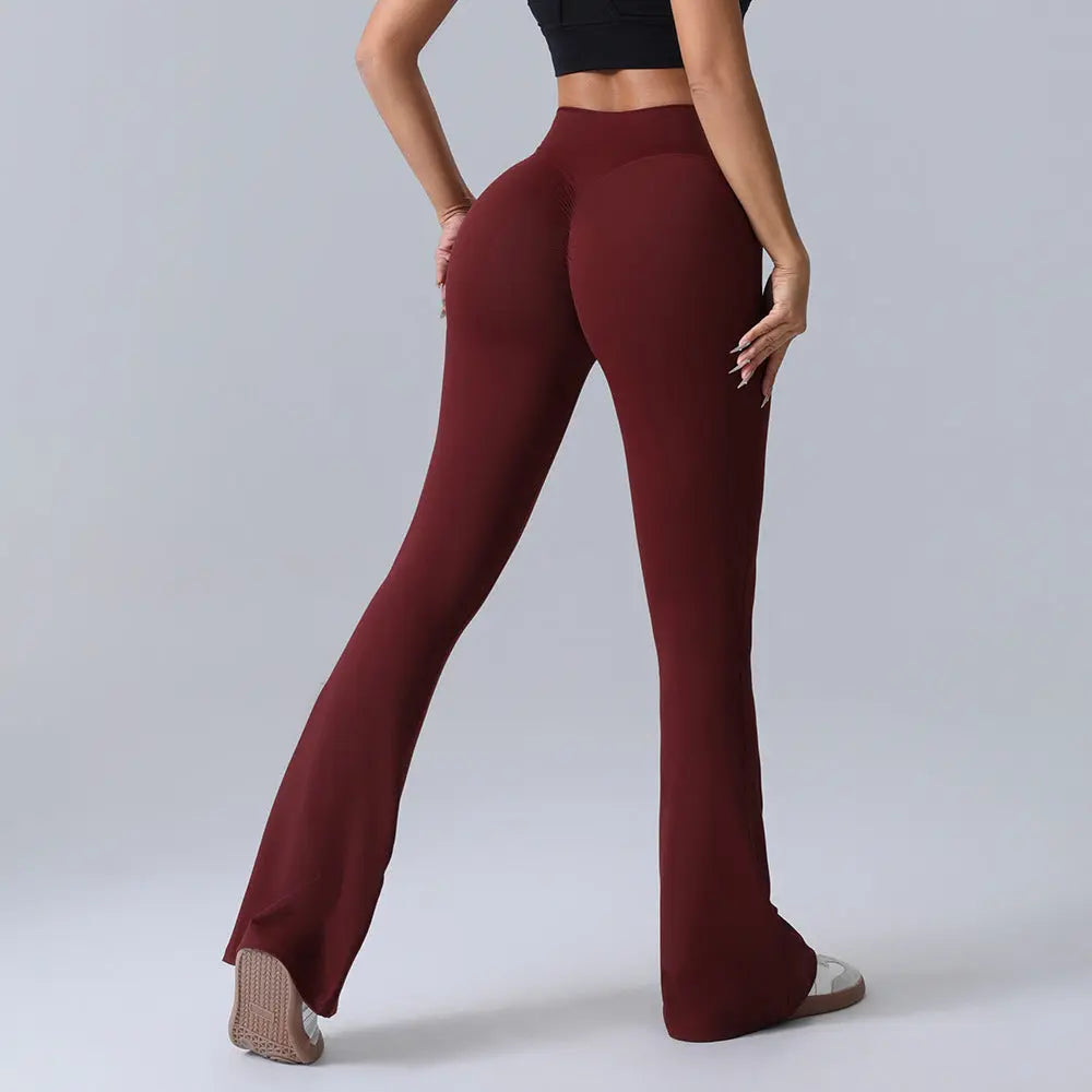 Hip-lift Yoga Flared Pants Fitness Sports Wide Leg High Waist Quick Dry Trousers Womens Clothing NNOS