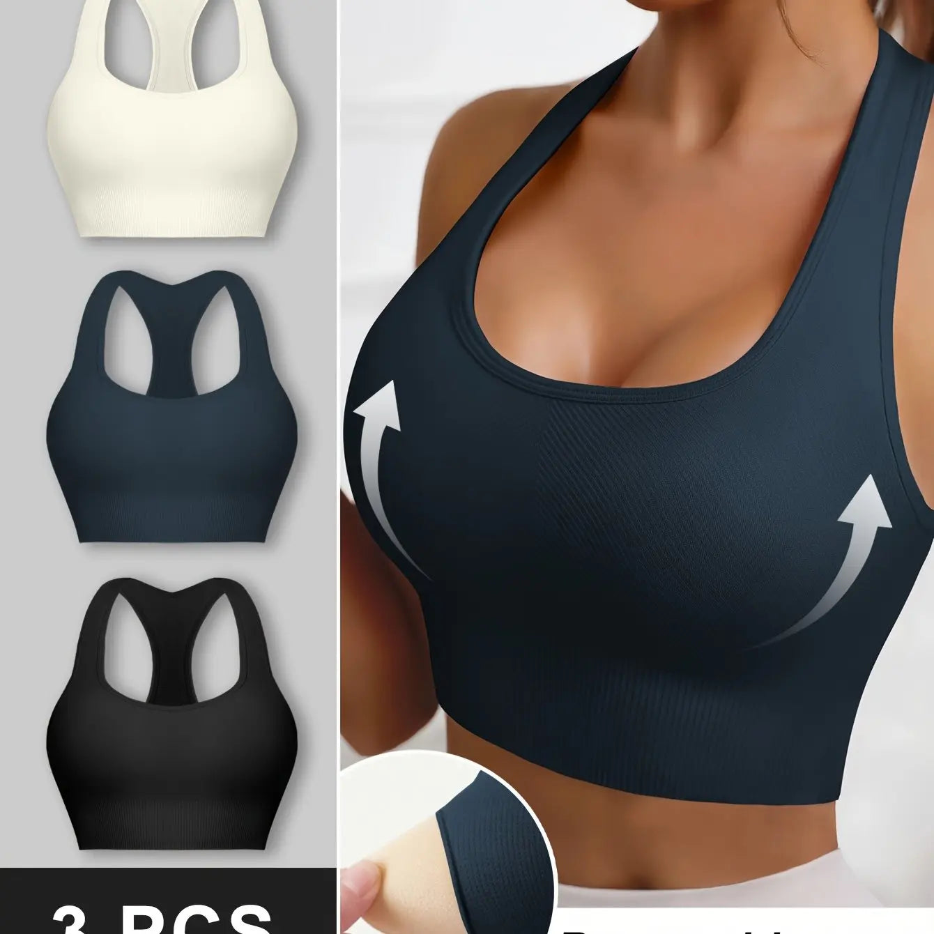 Women’s 3-Pack Crop Tank Tops – Sleeveless U-Neck Stretchy Casual Sportswear NNOS