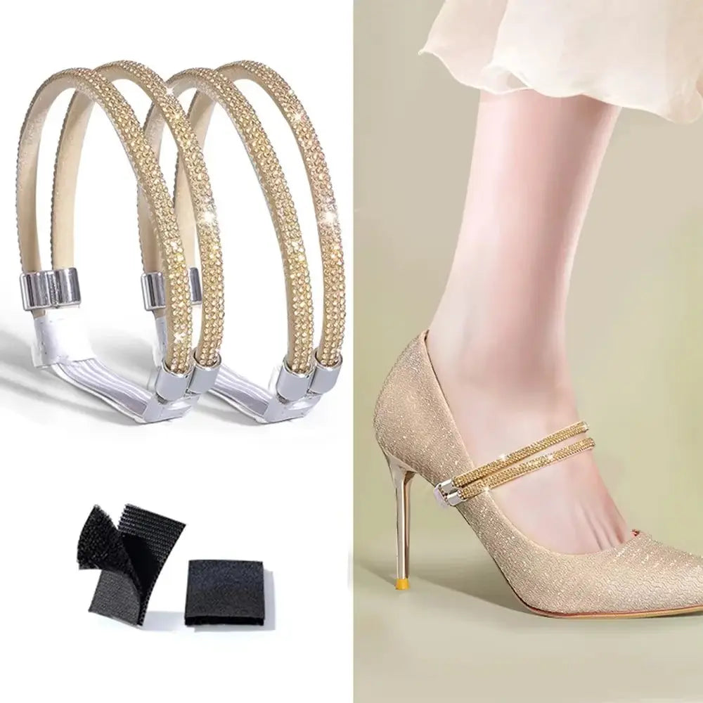 Step up your style game with our 2-Pack Anti-Skid High Heel Shoe Bands! ✨ Featuring blingy rhinestone shoelaces and secure anti-drop straps, your heels will stay in place while you strut your stuff! 💃👠 #FashionEssentials #HighHeelHacks