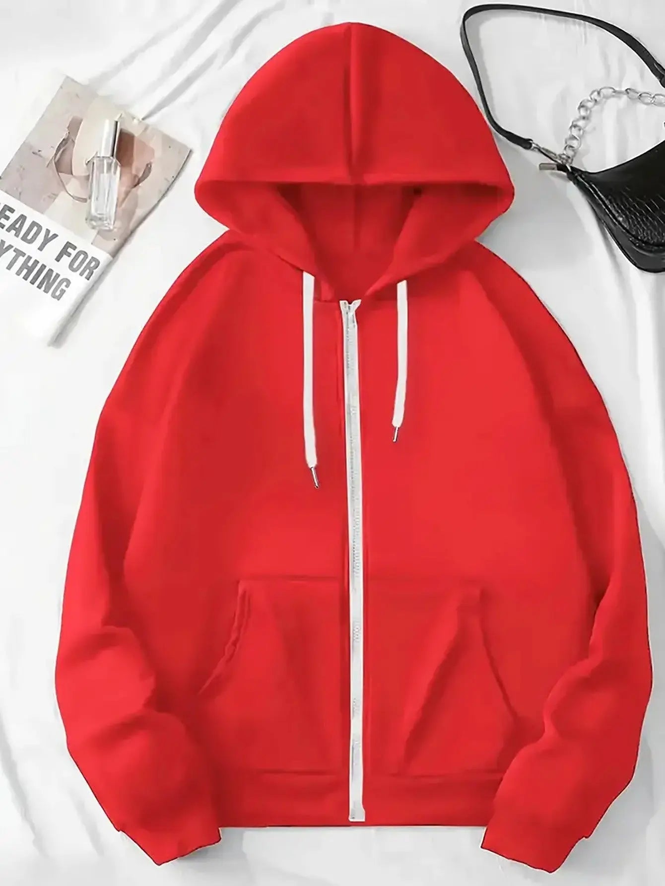 Women’s Pink "EMPORIO" Hoodie – Vibrant Zip-Up Sweatshirt with Three-Stripes NNOS