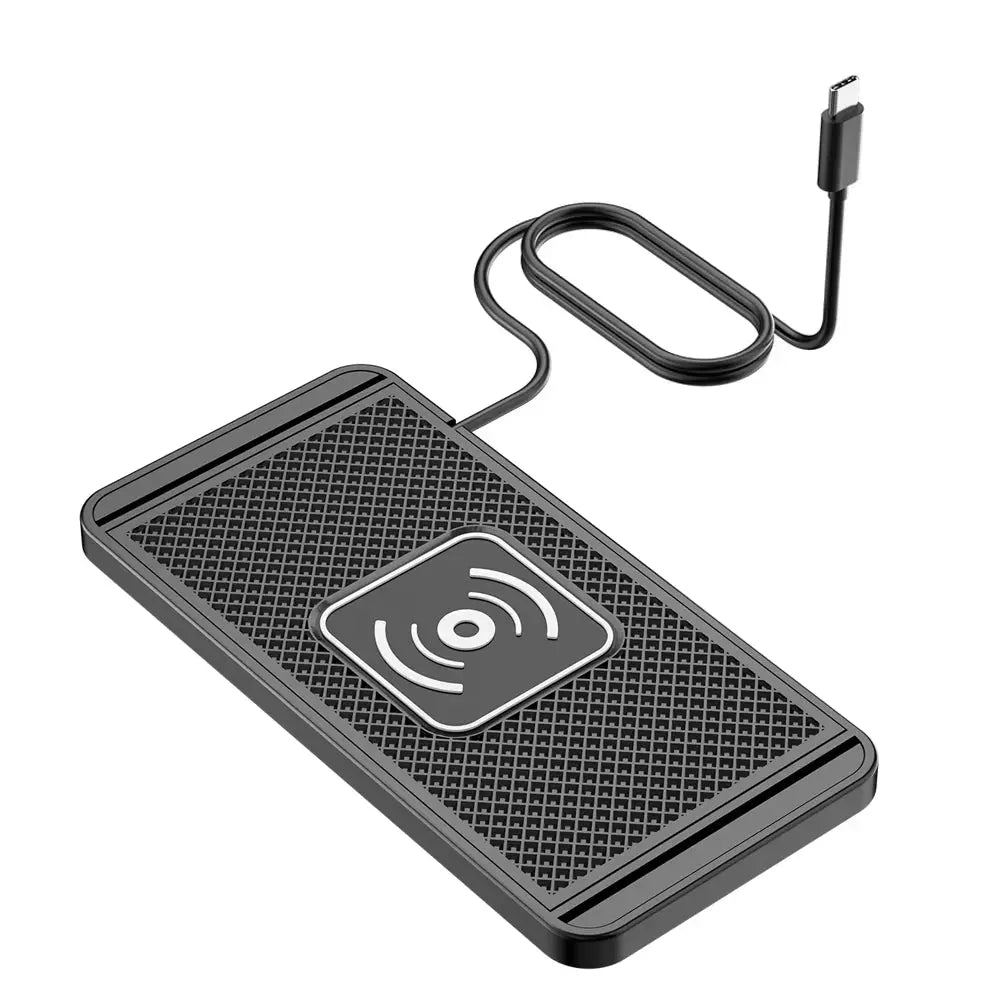15W Non-Slip Silicone Wireless Charging Mat & Car Dashboard Stand for iPhone 15/14/13/12 - Dual-Function Convenience! product image