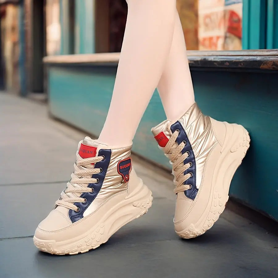 Women’s Warm Ankle Boots – High-Top Winter Sneakers with Pineapple Sole NNOS