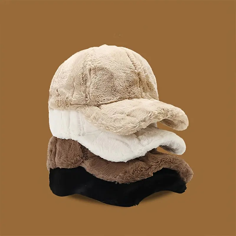 Winter Warm Faux Wool Velvet Hat – Adjustable Cozy Beanie for Outdoor & Xmas NNOS