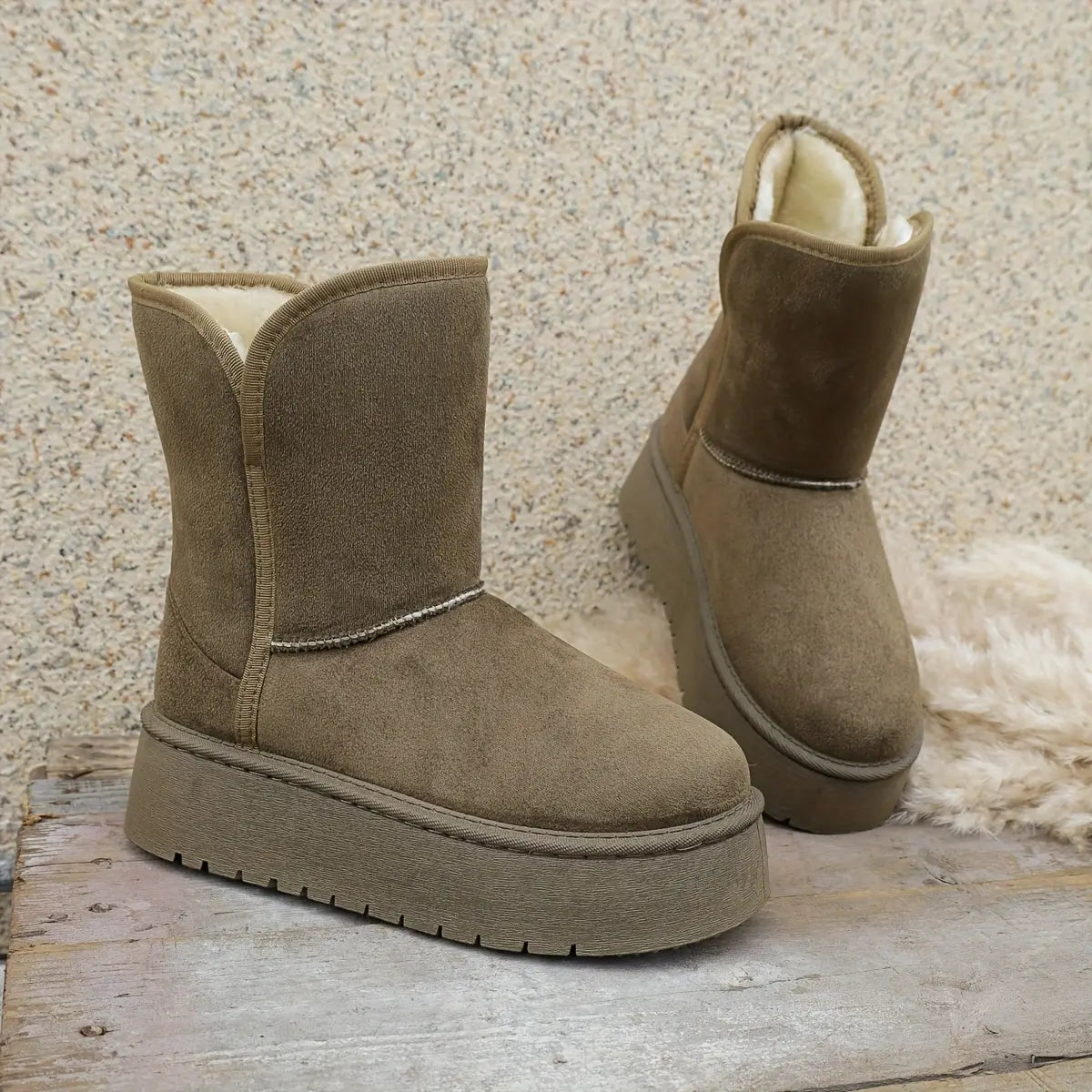 Women’s Winter Mid-Calf Boots – Warm Lined, Slip-Resistant Sole Snow Footwear NNOS