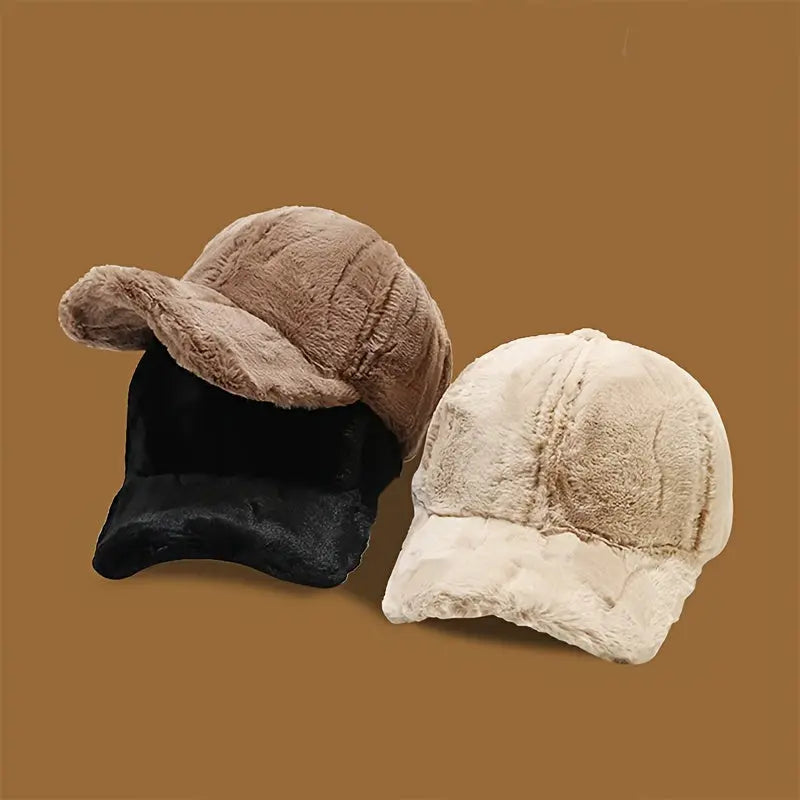 Winter Warm Faux Wool Velvet Hat – Adjustable Cozy Beanie for Outdoor & Xmas NNOS