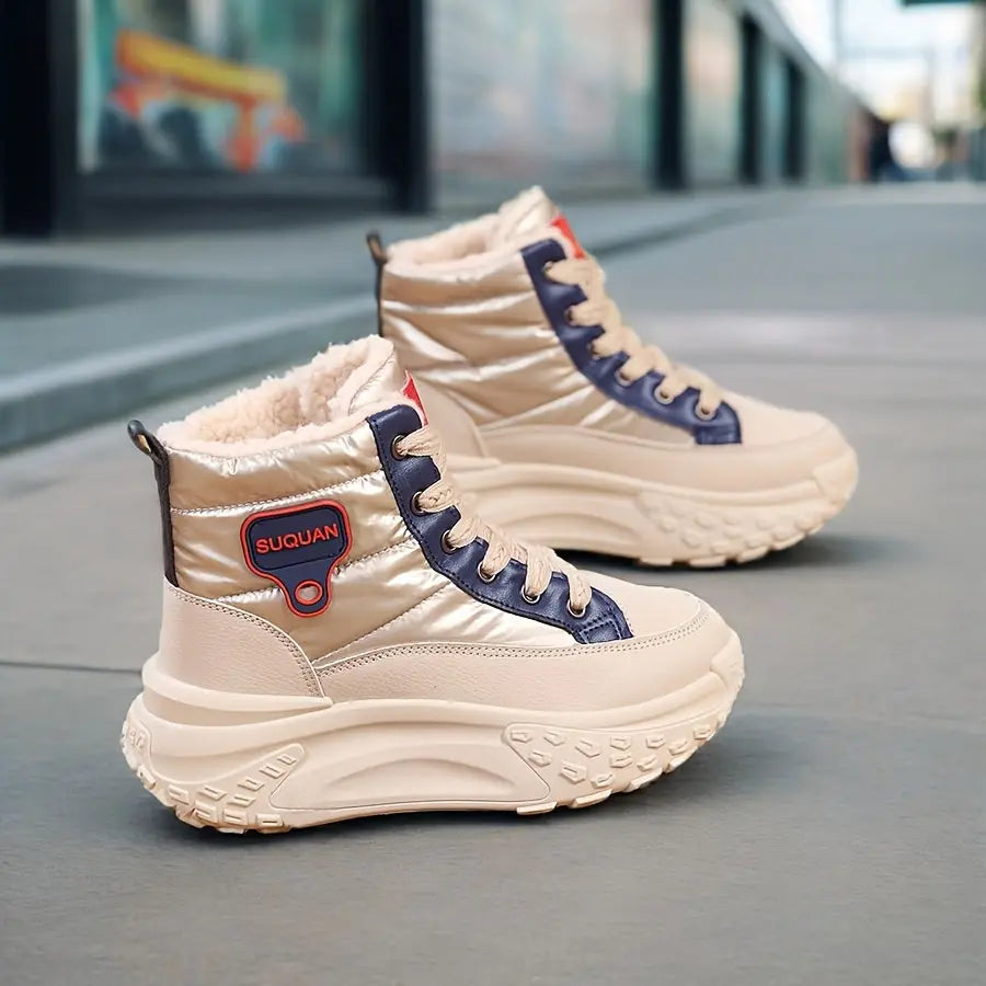 Women’s Warm Ankle Boots – High-Top Winter Sneakers with Pineapple Sole NNOS