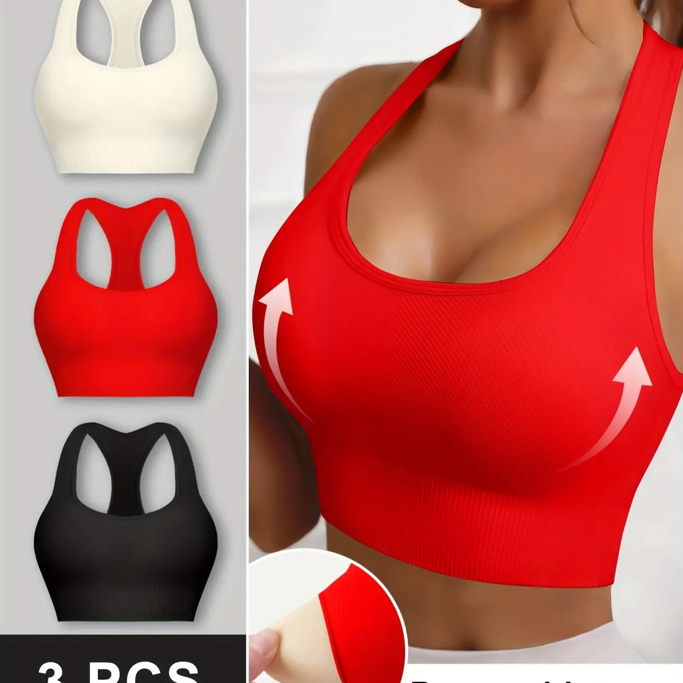 Women’s 3-Pack Crop Tank Tops – Sleeveless U-Neck Stretchy Casual Sportswear NNOS