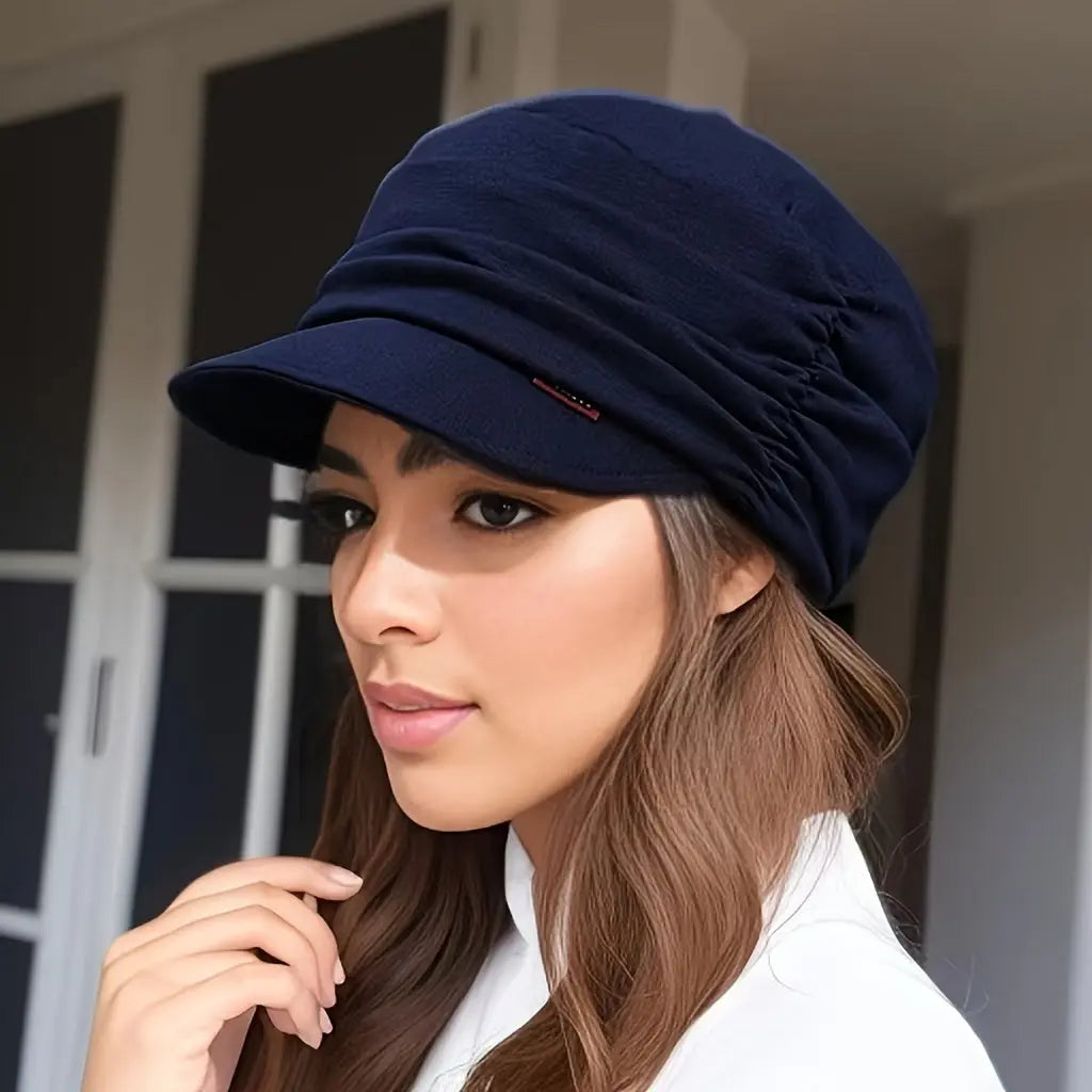 Women’s Retro Soft Brim Hat – Pleated Dome Cloth Cap for Spring, Autumn, Winter NNOS