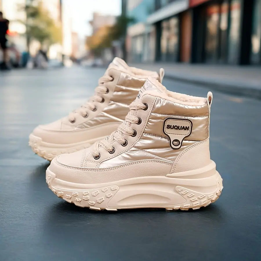 Women’s Warm Ankle Boots – High-Top Winter Sneakers with Pineapple Sole NNOS