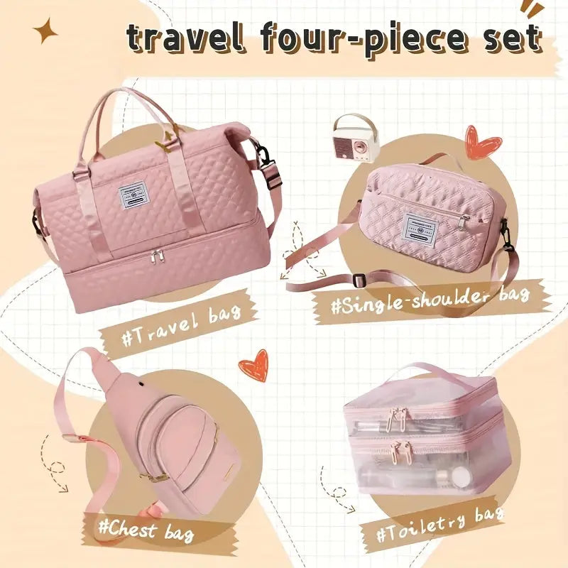 4-in-1 Travel Tote Bag Set – Stylish Large-Capacity Gym, Vacation & Daily Use NNOS