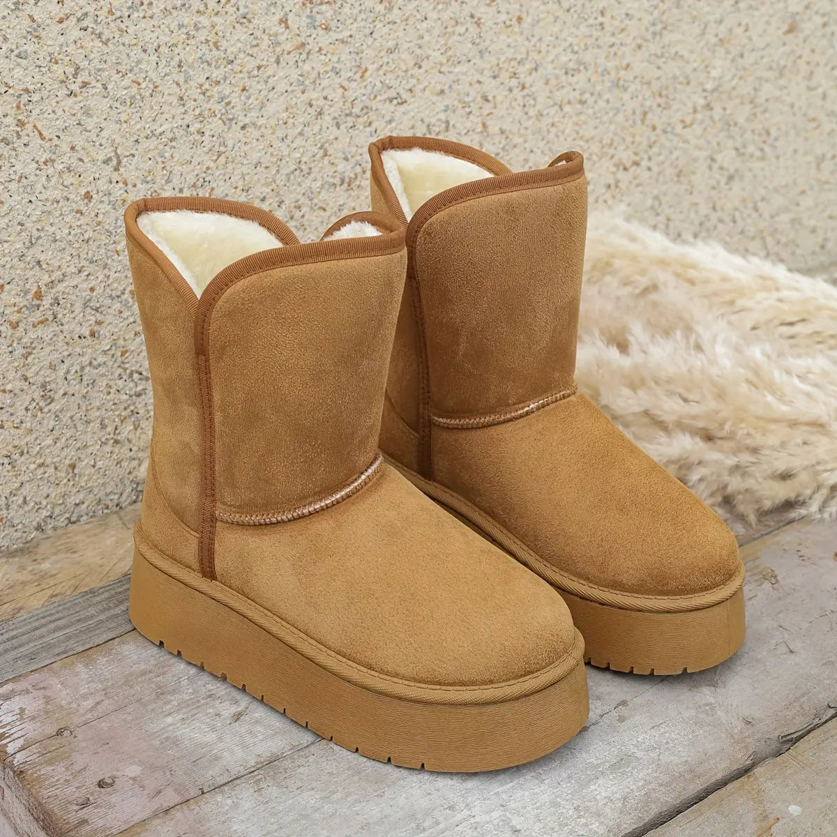 Women’s Winter Mid-Calf Boots – Warm Lined, Slip-Resistant Sole Snow Footwear NNOS