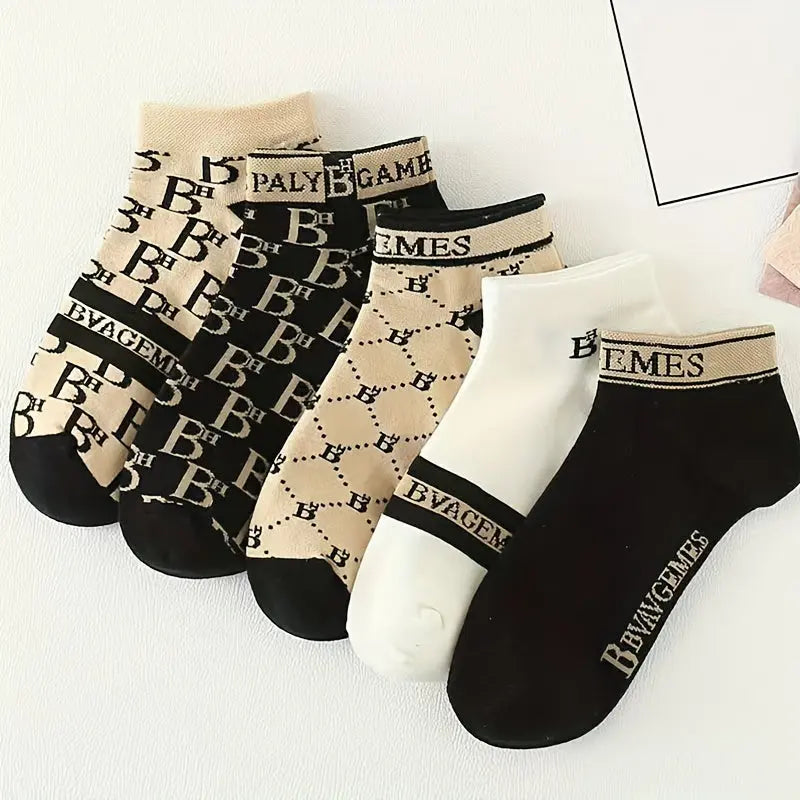 5 Pairs of Stylish and Trendy Anti-Odor Low-Cut Socks for Women NNOS