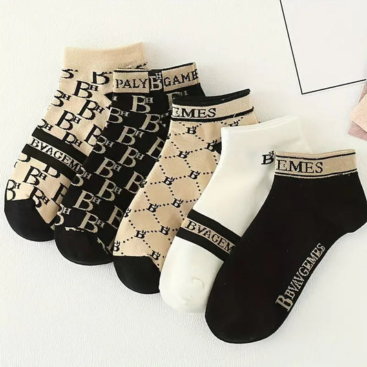 5 Pairs of Stylish and Trendy Anti-Odor Low-Cut Socks for Women NNOS