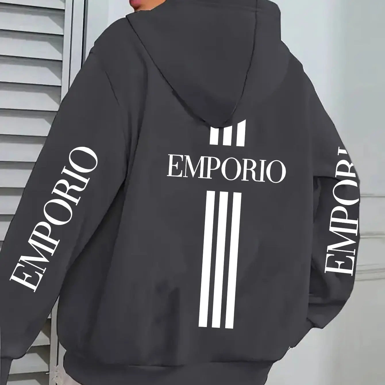 Women’s Pink "EMPORIO" Hoodie – Vibrant Zip-Up Sweatshirt with Three-Stripes NNOS