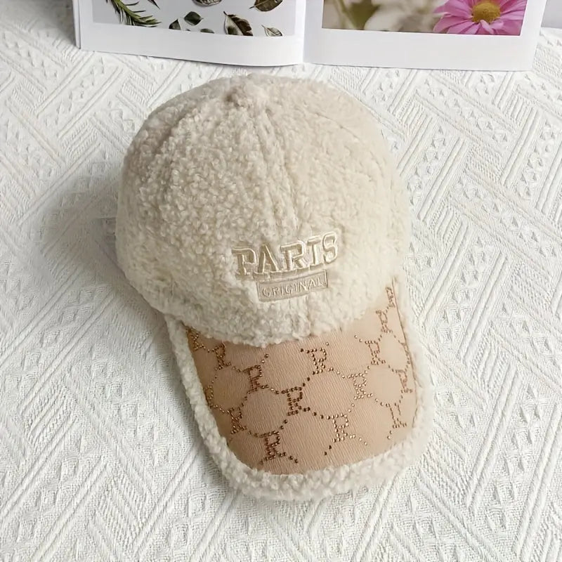 Embroidered Fleece Baseball Cap – Rhinestone Detail, Adjustable & Lightweight NNOS