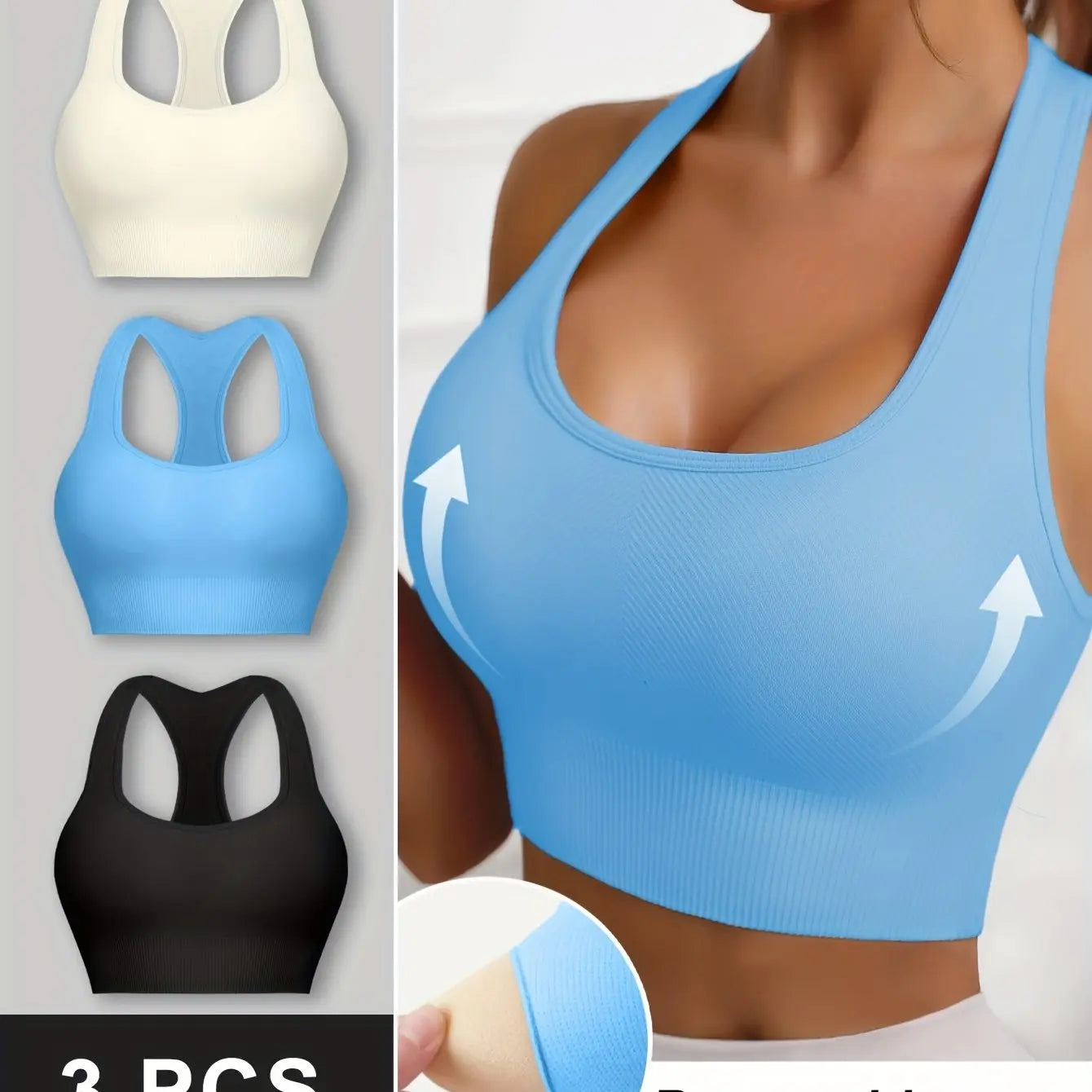 Women’s 3-Pack Crop Tank Tops – Sleeveless U-Neck Stretchy Casual Sportswear NNOS