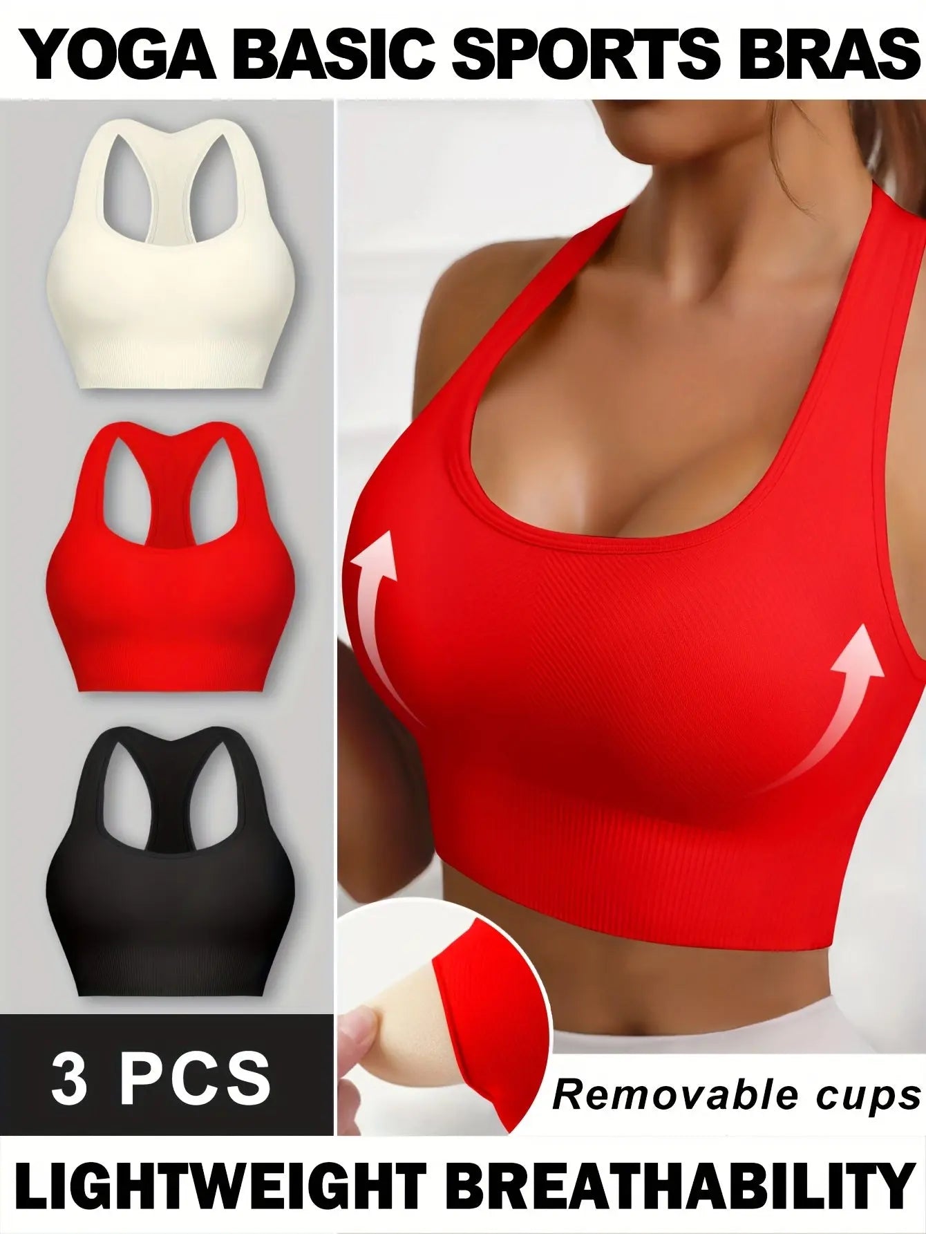 Women’s 3-Pack Crop Tank Tops – Sleeveless U-Neck Stretchy Casual Sportswear NNOS