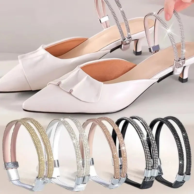 Step up your style game with our 2-Pack Anti-Skid High Heel Shoe Bands! ✨ Featuring blingy rhinestone shoelaces and secure anti-drop straps, your heels will stay in place while you strut your stuff! 💃👠 #FashionEssentials #HighHeelHacks