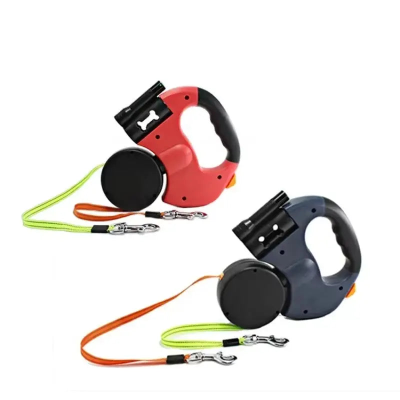 Premium LED Automatic Retractable Dog Leash with Dual Heads & Storage Bag - Ultimate Pet Accessory