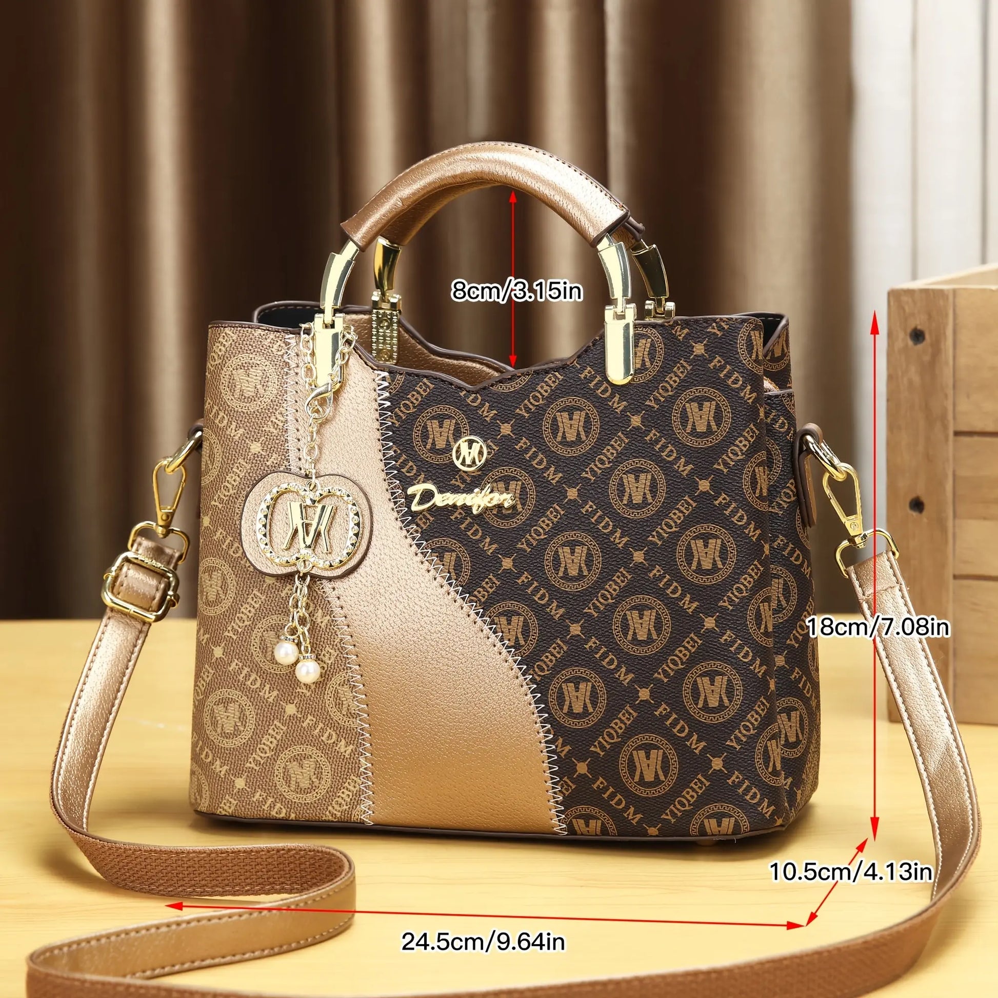 Three-Piece Set Women's Trendy Shoulder Bag, Vintage Print Crossbody Handbag NNOS