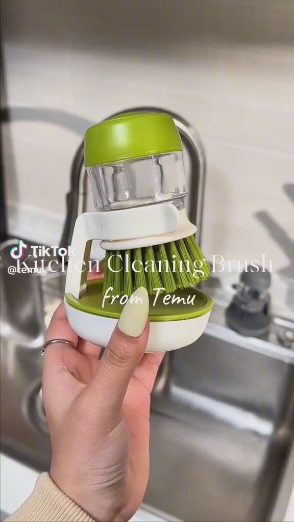 Multifunctional Kitchen Scrub Brush with Soap Dispenser Eco-Friendly Press Cleaning Brush for Durable Home Cleaning