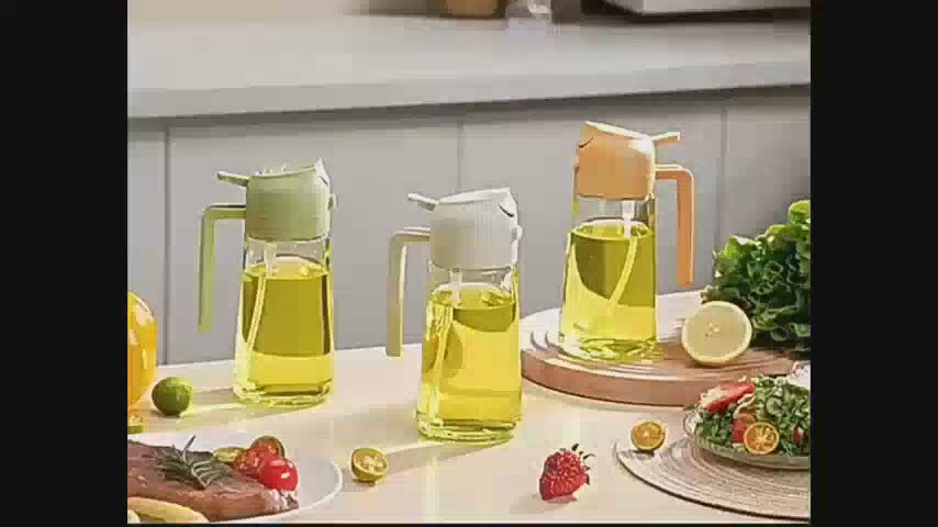 1-2PCS 2in1 Olive Oil Dispenser Bottle 500ml Plastic Oil Sprayer Cooking Oil Spray Tank BBQ Baking Picnic Kitchen Tools for Home